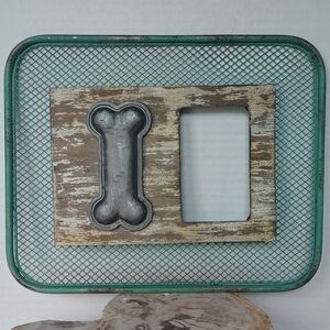 Metal Dog Picture Frame Fence Wood Metal Bone Farmhouse Decor Frame